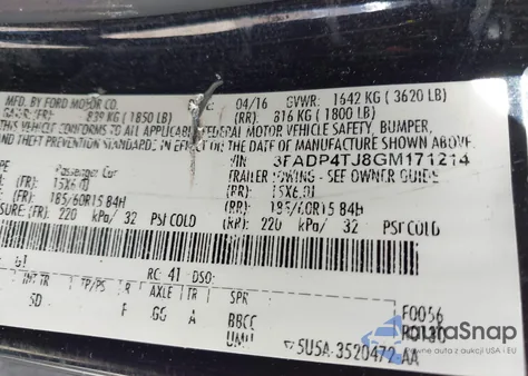 2016 Ford Fiesta S from USA, damaged, VIN 3FADP4TJ8GM171214